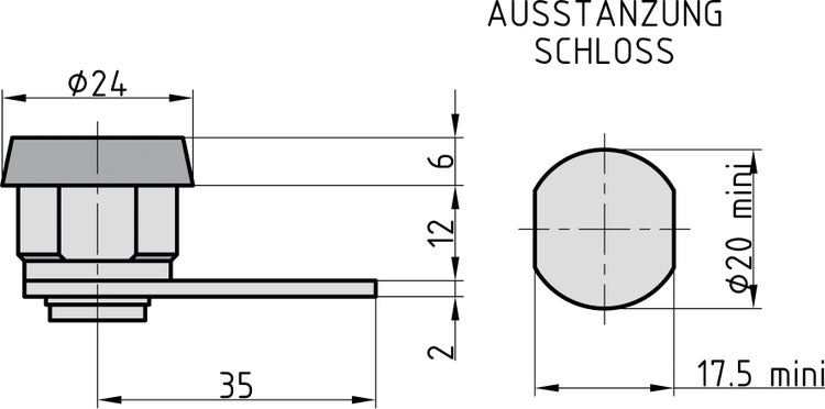 BASI Hebelschloss HS 325 mit Mutter für ALBERT Briefkästen 2 Zylinderschlüssel inklusive Oberfläche Hellverchromt Verschiedenschließend