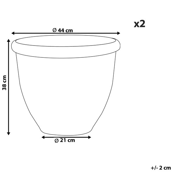 Set mit 2 Blumentöpfen TESALIA 44 cm Braun