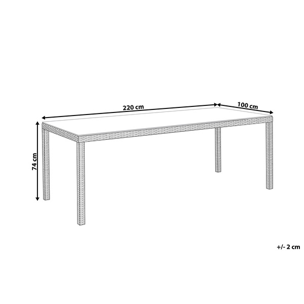 Gartentisch ITALY 220 cm 100 cm Glas Dunkelbraun