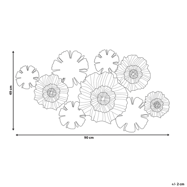 Dekorative Wandblüten aus Metall, circa 90 mal 49 Zentimeter