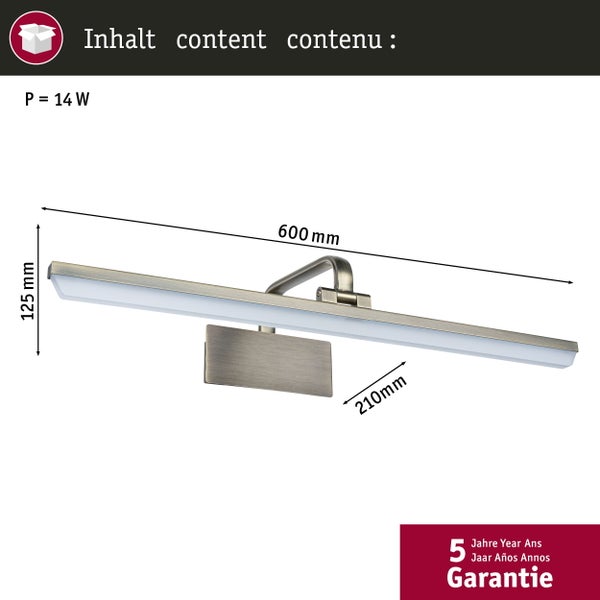 LED Bilderleuchte Renan 3000K 880lm 230V 11W Altmessing