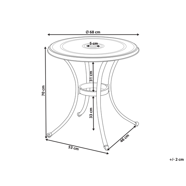 Outdoor Bistrotisch ANDALO 68 cm 68 cm Metall Braun