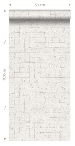 Origin Wallcoverings Tapete Backstein-Optik Crême-Weiß - 53 cm x 10.05 m - 347567