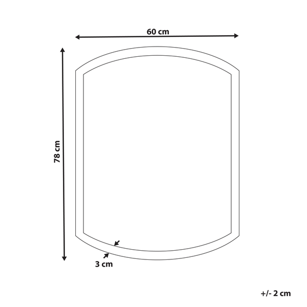 Dimensionszeichnung eines Spiegels mit einer Höhe von 78 cm und einer Breite von 60 cm