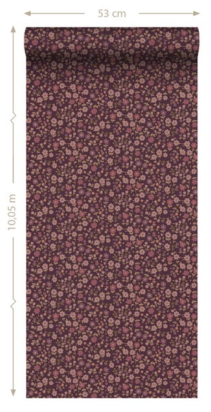 ESTAhome Tapete Blumen Aubergineviolett - 50 x 900 cm - 131636
