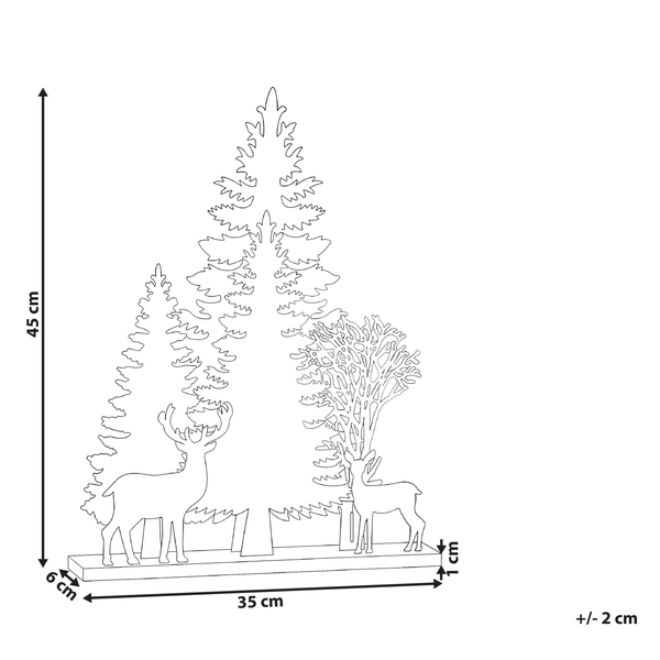 Dekorative Holzfigur mit Hirsch und Bäumen, Abmessungen 45 x 35 cm