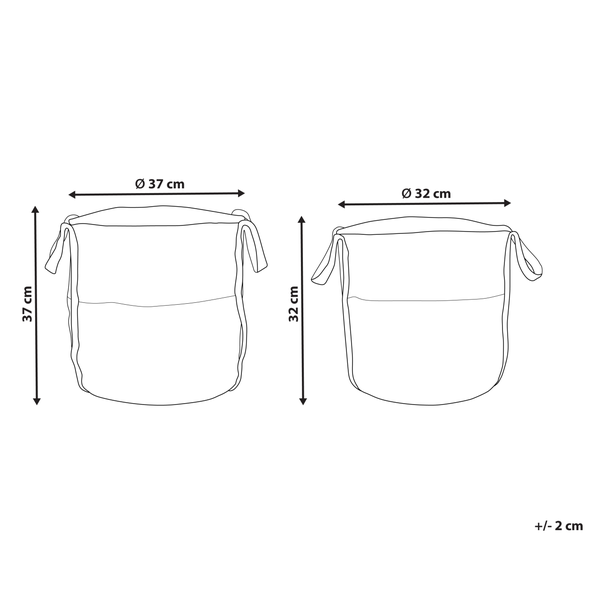 Abbildung mit Maßangaben von zwei Aufbewahrungskörben