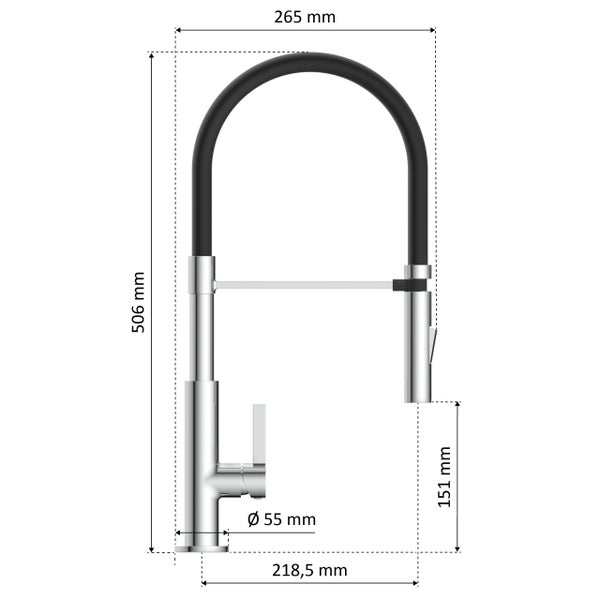 instmaier Küchenarmatur K4 | Flexible Geschirrbrause | Wasserhahn Küche mit 2 Funktionen | Spültischarmatur Chrom / Schwarz | 360° schwenkbar | mit Zentralverschraubung