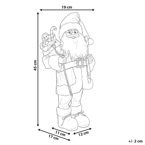 Santa Claus Dekofigur mit Massangaben 19 x 45 x 17 cm