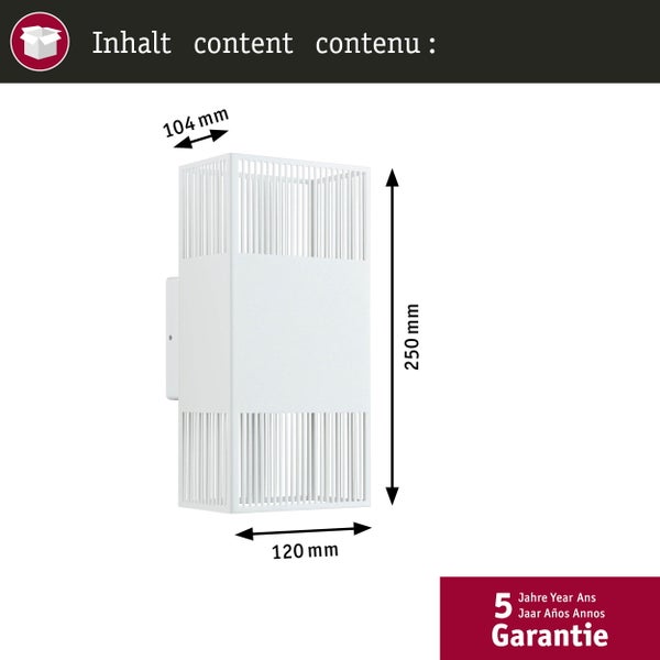 LED Wandleuchte Tharin IP44 3000K 120x104mm 2x3,7W Weiß