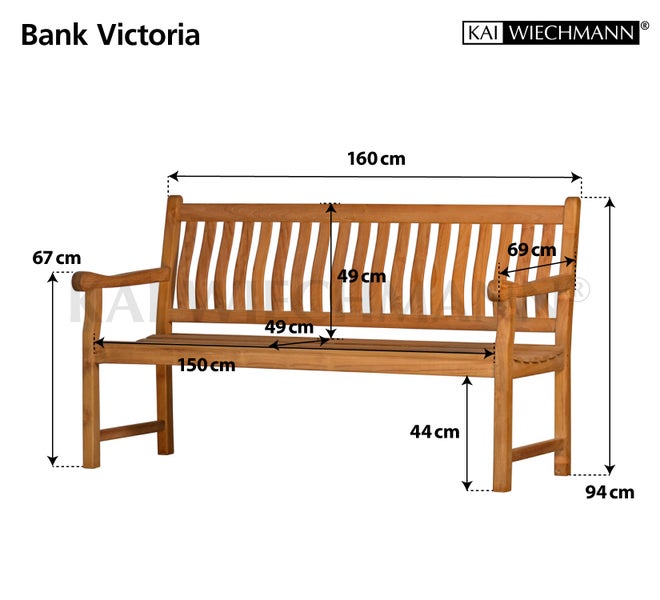 Teak Gartenbank 160 cm 3-Sitzer Massivholz premium wetterfest