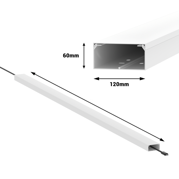 CILSON WDK12060W Art.-Nr. 6800490 Kabelkanal 120 x 60 mm x 2.000 mm - Kanaloberteil und -unterteil mit Bodenlochung, weiß RAL 9010