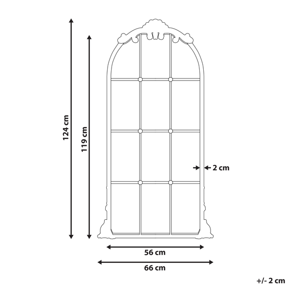 Rückseite eines Bogenspiegels mit Ornamentrahmen