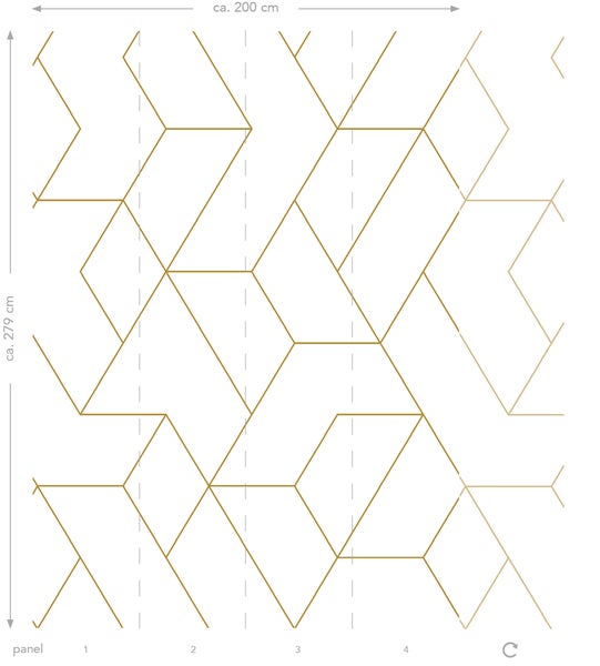 ESTAhome Fototapete grafische Linien Weiß und Gold - 200 x 279 cm - 158962
