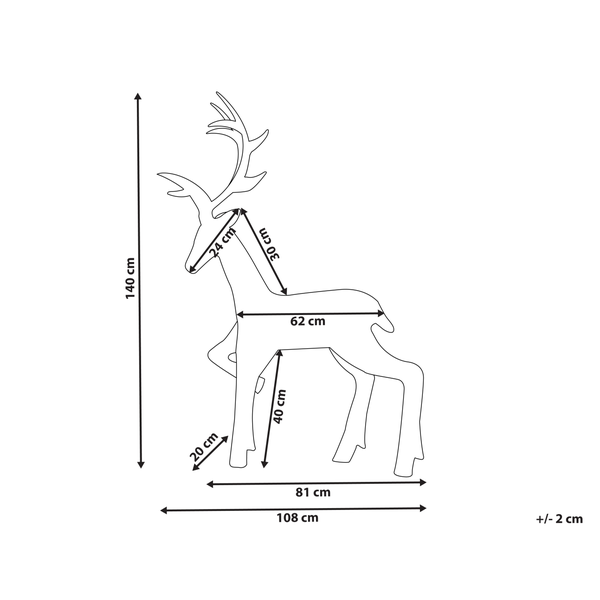 Abmessungen Rentier Silhouette mit einer Höhe von 140 cm
