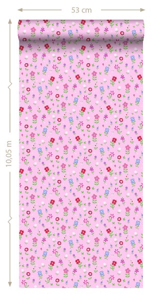 ESTAhome Tapete Blumen Rosa - 53 cm x 10.05 m - 137318
