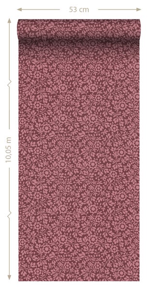 ESTAhome Tapete Blumen Aubergineviolett - 50 x 900 cm - 131672