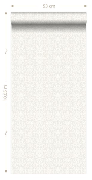 Origin Wallcoverings Tapete Ornamente Weiß und Hellgrau - 53 cm x 10.05 m - 346536
