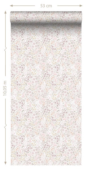 ESTAhome Tapete Blumen Violettrosa - 53 cm x 10.05 m - 139531