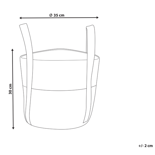 Abbildung einer Tragetasche mit den Maßen 35 cm Durchmesser und 30 cm Höhe