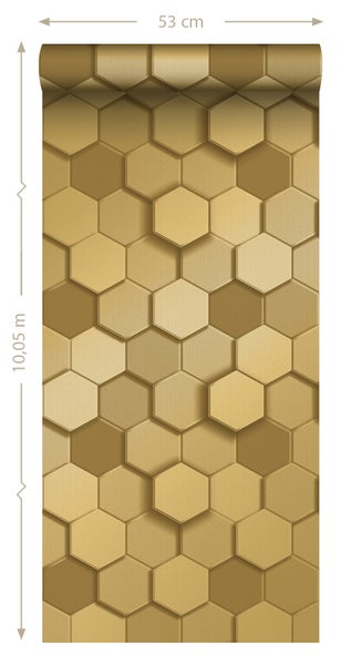 Origin Wallcoverings Tapete 3D Wabenmuster Gold - 53 cm x 10.05 m - 347971