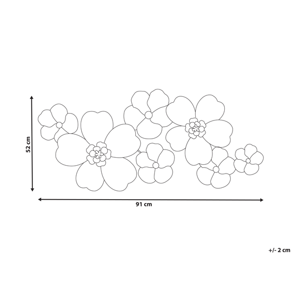Dekorative Wanddeko mit Blumen und Blättern aus Metall