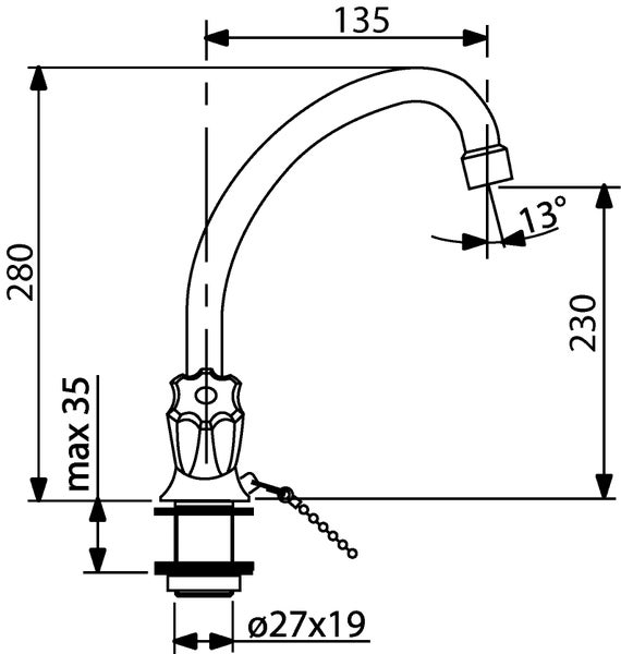 aquaSu® Zweigriffarmatur Standard Plus für Waschtisch oder Spüle, Wasserhahn Bad oder Küche, Waschtischarmatur, Armatur für Badezimmer, Zweigriffmischer Waschbecken, Waschbeckenarmatur Gäste-WC, 062848