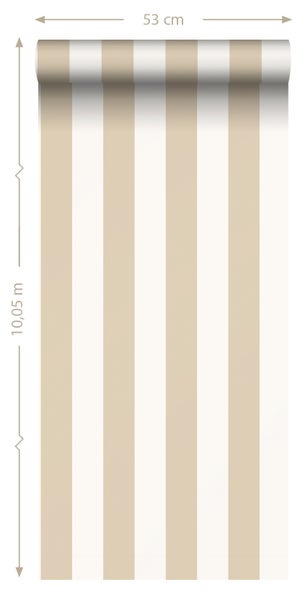 ESTAhome Tapete Streifen Weiß und Hellbeige - 53 cm x 10.05 m - 139913
