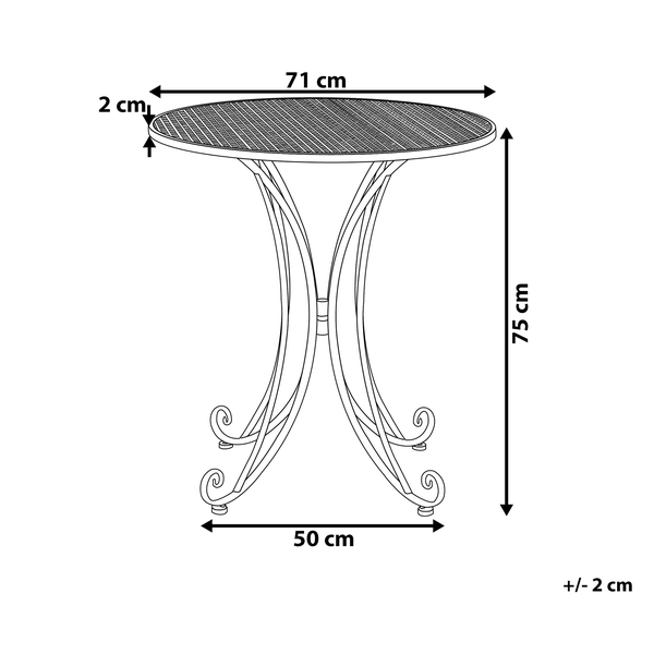 Outdoor Bistrotisch CILENTO 71 cm 71 cm Metall Grau