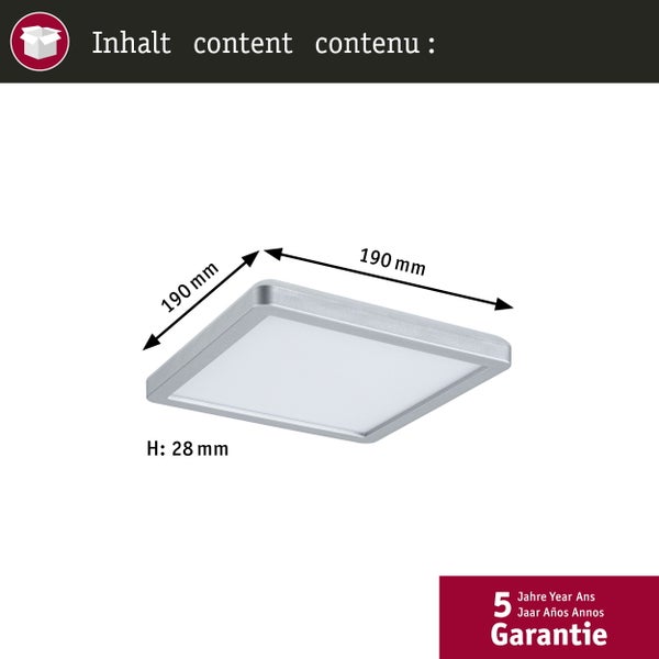 LED Panel Atria Shine Backlight eckig 190x190mm 11,2W 900lm 3000K Chrom matt