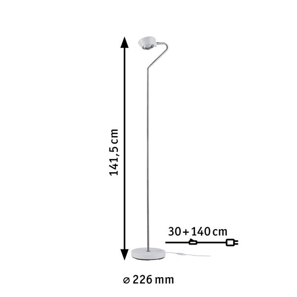 LED Stehleuchte 3-Step-Dim Ramos 2700K 840lm / 320lm 7,5W / 3,5W Weiß matt, Chrom