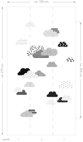 ESTAhome Fototapete Wolken Schwarz-Weiß - 150 x 279 cm - 158922
