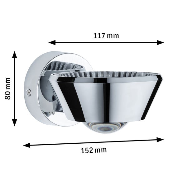 LED Wandleuchte Sabik IP44 2700K 800lm / 390lm 230V 9W / 4W dimmbar Chrom