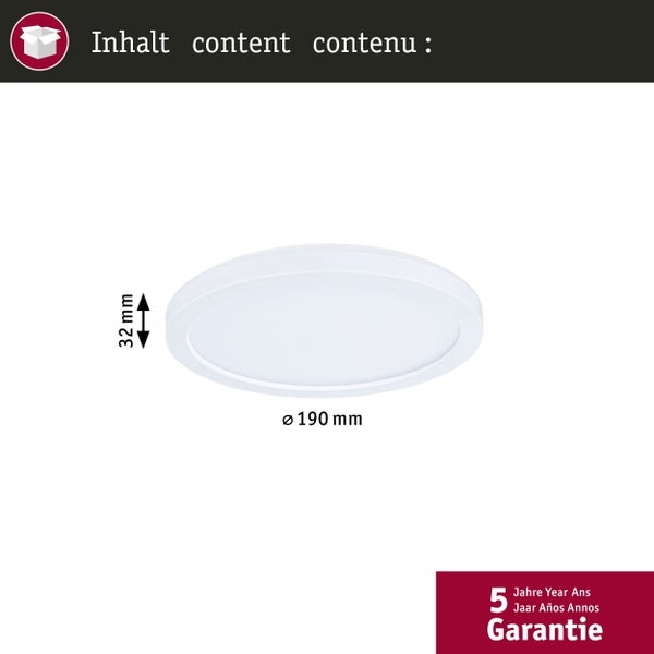 LED Panel Atria Shine IP44 rund 190mm 7,6W 1100lm 3000 - 6500K Weiß