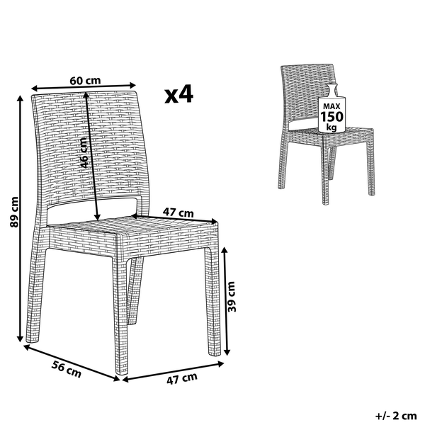 Gartenstuhl 4er Set FOSSANO Kunststoff Graphitgrau