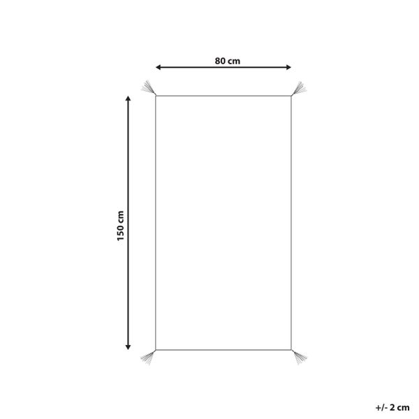 Skizze eines Teppichs mit den Maßen 80 mal 150 Zentimeter