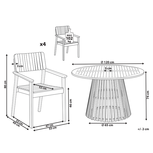 Gartenmöbel Set 4-Sitzer AGELLO Akazienholz Braun