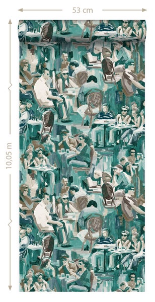 Origin Wallcoverings Tapete figurative Motive Smaragdgrün - 53 cm x 10.05 m - 347422