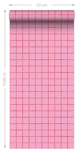 ESTAhome Tapete Karomuster Rosa - 50 x 900 cm - 131597