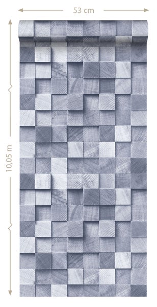 ESTAhome Tapete 3D Holzoptik Blau - 53 cm x 10.05 m - 138526