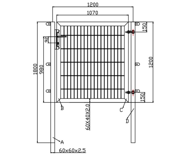 1-flügelige Industrietore Anthrazit 8/6/8 mm 1200 x 1200 mm