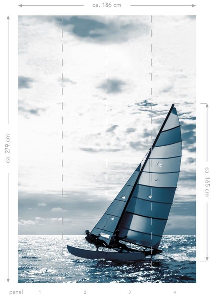 ESTAhome Fototapete Segelboot Blau - 1,86 x 2,79 m - 158846