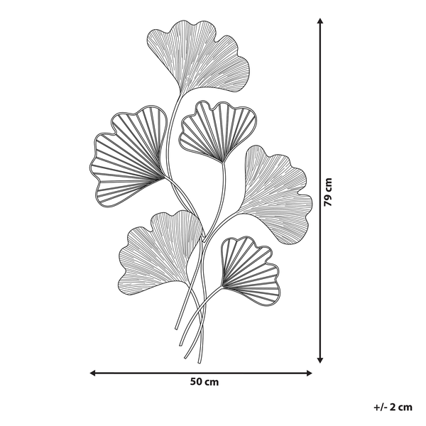 Wanddekoration Ginkgo, 79 x 50 cm, Metall