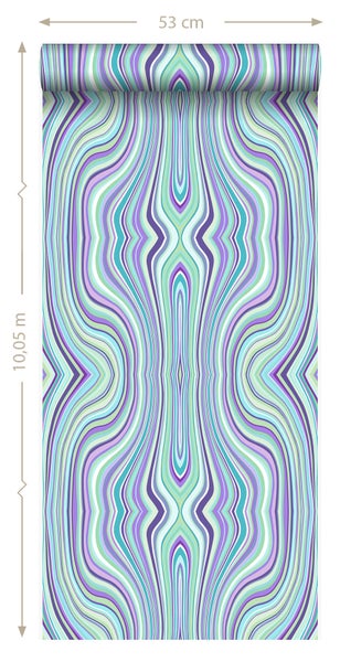 Origin Wallcoverings Tapete grafische Linien Türkis und Lila - 53 cm x 10.05 m - 347226