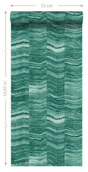 Origin Wallcoverings Tapete Zick-Zack-Mamorstreifen Smaragdgrün - 53 cm x 10.05 m - 337248