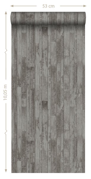 ESTAhome Tapete Holz-Optik Graubraun - 53 cm x 10.05 m - 128839