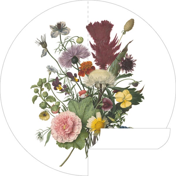 ESTAhome selbstklebende runde Tapete Blumenstrauß Grün, Rosa und Gelb - Ø 140 cm - 159020