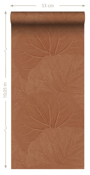 ESTAhome Tapete Blätter Terrakotta - 53 cm x 10.05 m - 139915