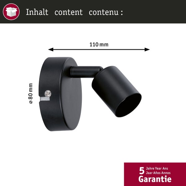 Spotlight Carolina GU10 230V max. 10W dimmbar Schwarz matt