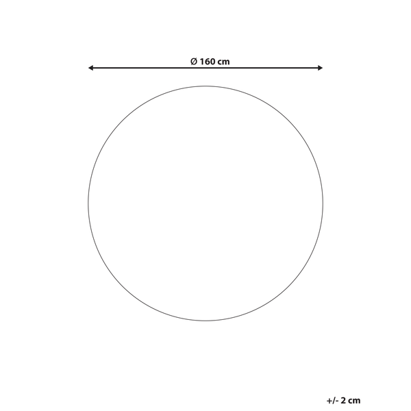 Kreis mit einem Durchmesser von 160 Zentimetern und einer Toleranz von plus minus 2 Zentimetern.